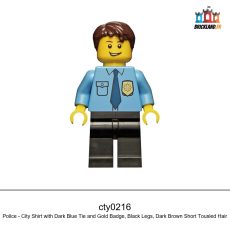 Figurine Town Police - City Shirt with Dark Blue Tie and Gold Badge, Black Legs, réf. cty0216