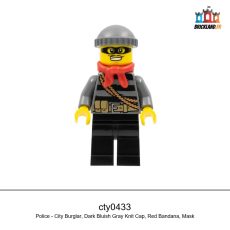 Figurine Town Police - City Burglar, Dark Bluish Gray Knit Cap, Red Bandana, Mask, réf. cty0433