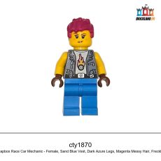 Figurine Town Soapbox Race Car Mechanic - Female, Sand Blue Vest, Dark Azure Legs, réf. cty1870