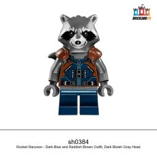 Figurine Super Heroes Rocket Raccoon - Dark Blue and Reddish Brown Outfit, Dark Bluish Gray Head, réf. sh0384
