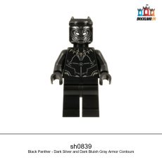 Figurine Super Heroes Black Panther - Dark Silver and Dark Bluish Gray Armor Contours, réf. sh0839