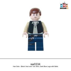 Figurine Star Wars Han Solo - Black Vest over Tan Shirt, Dark Blue Legs with Belts, réf. sw0334
