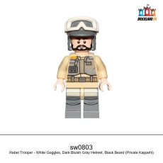 Figurine Star Wars Rebel Trooper - White Goggles, Dark Bluish Gray Helmet, Black Beard, réf. sw0803