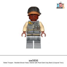 Figurine Star Wars Rebel Trooper - Reddish Brown Head, Helmet with Pearl Dark Gray Band, réf. sw0806