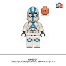Figurine Star Wars Clone Trooper, 501st Legion (Phase 2) - White Arms, Nougat Head, réf. sw1094