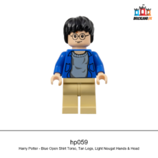 Figurine Harry Potter Harry Potter - Blue Open Shirt Torso, Tan Legs, Light Nougat Hands & Head, réf. hp059