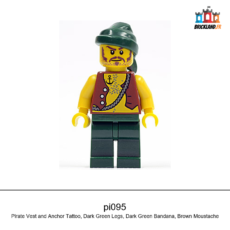 Figurine Pirates Pirate Vest and Anchor Tattoo, Dark Green Legs, réf. pi095