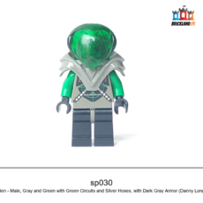 Figurine Space Insectoids Zotaxian Alien - Male, Gray and Green with Green Circuits and Silver Hoses, réf. sp030