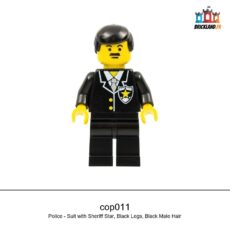 Figurine Town Police - Suit with Sheriff Star, Black Legs, Black Male Hair, réf. cop011