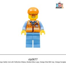 Figurine Town Orange Safety Vest with Reflective Stripes, Medium Blue Legs, réf. cty0677