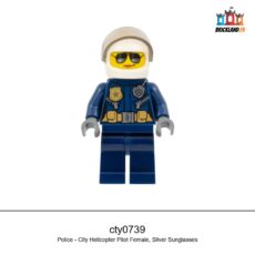 Figurine Town Police - City Helicopter Pilot Female, Silver Sunglasses, réf. cty0739