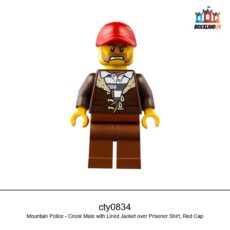 Figurine Town Mountain Police - Crook Male with Lined Jacket over Prisoner Shirt, Red Cap, réf. cty0834