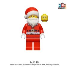 Figurine Holiday & Event Santa - Fur Lined Jacket with Candy Cane on Back, Red Legs, Glasses, réf. hol110