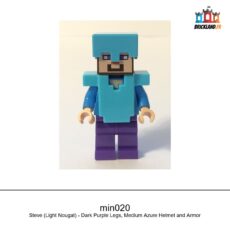 Figurine Minecraft Steve (Light Nougat) - Dark Purple Legs, Medium Azure Helmet and Armor, réf. min020