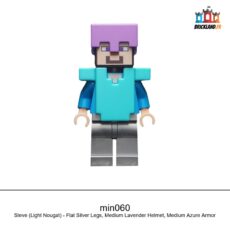Figurine Minecraft Steve (Light Nougat) - Flat Silver Legs, Medium Lavender Helmet, réf. min060