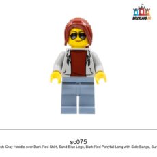Figurine SPEED CHAMPIONS Race Marshal - Female, Light Bluish Gray Hoodie over Dark Red Shirt, Sand Blue Legs, réf. sc075