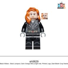 Figurine Super Heroes Black Widow - Black Jumpsuit, Dark Orange Mid-Length Hair, réf. sh0629