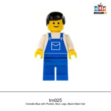 Figurine Town Overalls Blue with Pocket, Blue Legs, Black Male Hair, réf. trn025