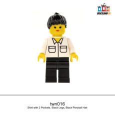 Figurine Town Shirt with 2 Pockets, Black Legs, Black Ponytail Hair, réf. twn016