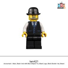 Figurine Town Accountant - Male, Black Vest with Blue Striped Tie, réf. twn421