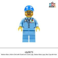 Figurine Town Medium Blue Uniform Shirt with Pocket and Octan Logo, Medium Blue Legs, réf. cty0673