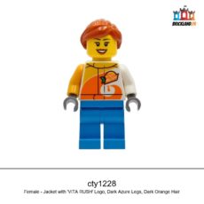 Figurine Town Female - Jacket with 'ViTA RUSH' Logo, Dark Azure Legs, Dark Orange Hair, réf. cty1228