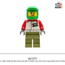 Figurine Town Wheelchair Athlete - Male, White and Red Racing Suit with 'XTREME' Logo, Olive Green Legs, réf. cty1231
