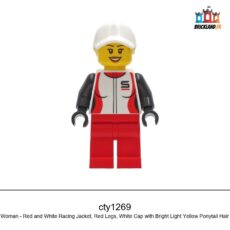 Figurine Town Woman - Red and White Racing Jacket, Red Legs, White Cap, réf. cty1269