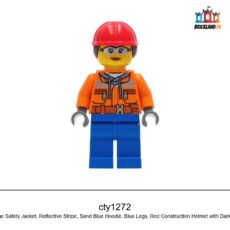 Figurine Town Construction Worker - Female, Orange Safety Jacket, réf. cty1272