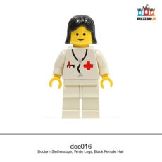 Figurine Town Doctor - Stethoscope, White Legs, Black Female Hair, réf. doc016