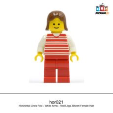 Figurine Town Horizontal Lines Red - White Arms - Red Legs, Brown Female Hair, réf. hor021