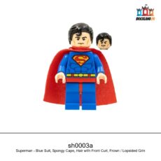 Figurine Super Heroes Superman - Blue Suit, Spongy Cape, Hair with Front Curl, Frown / Lopsided Grin, réf. sh0003a